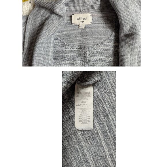 Aritzia Wilfred Diderot Cocoon Sweater Cardigan Open Front Slouchy Space Gray L - Picture 6 of 6